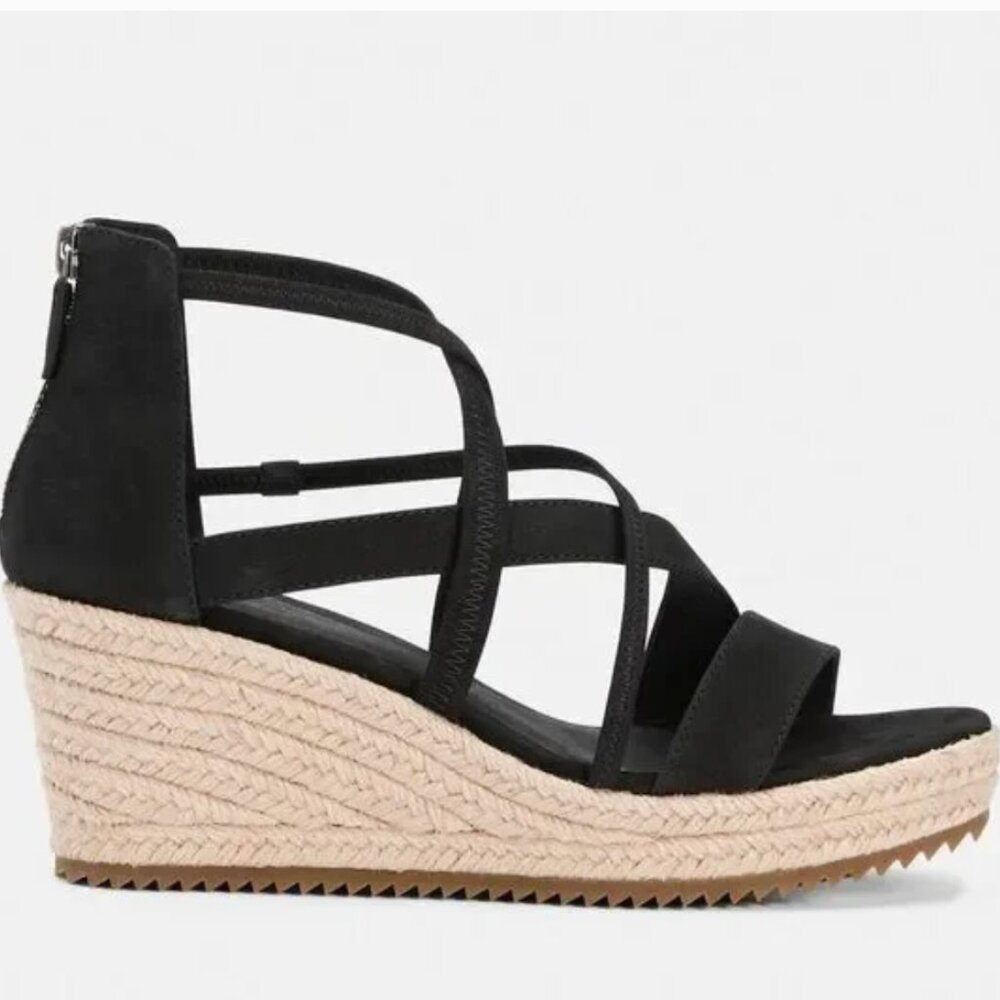 Eileen Fisher Wanda Wedge Espadrille Sandal, Black